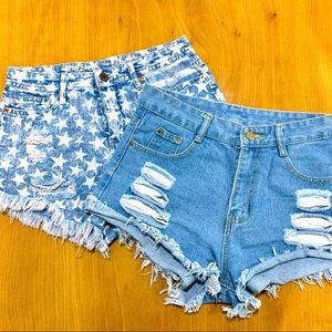 ✨ 2 Pairs Distressed Denim Shorts Bundle - Size 4/27
